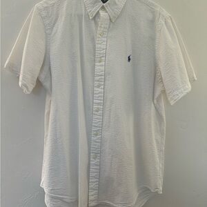 Ralph Lauren White Casual Button Down Shirt with Classic Design